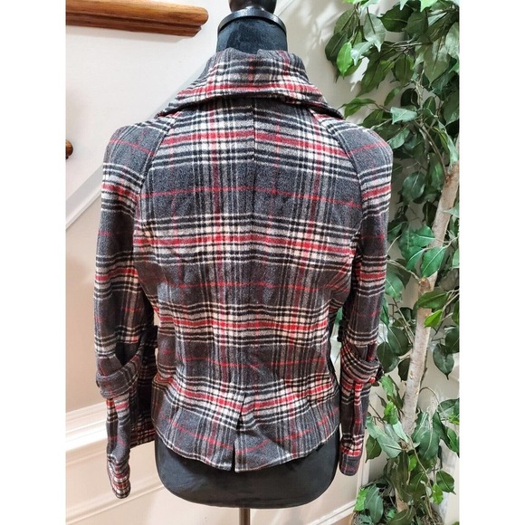 Titi Women's Gray Check Wool Long Sleeve Buttons Front Casual Jacket Size Small - Picture 7 of 12